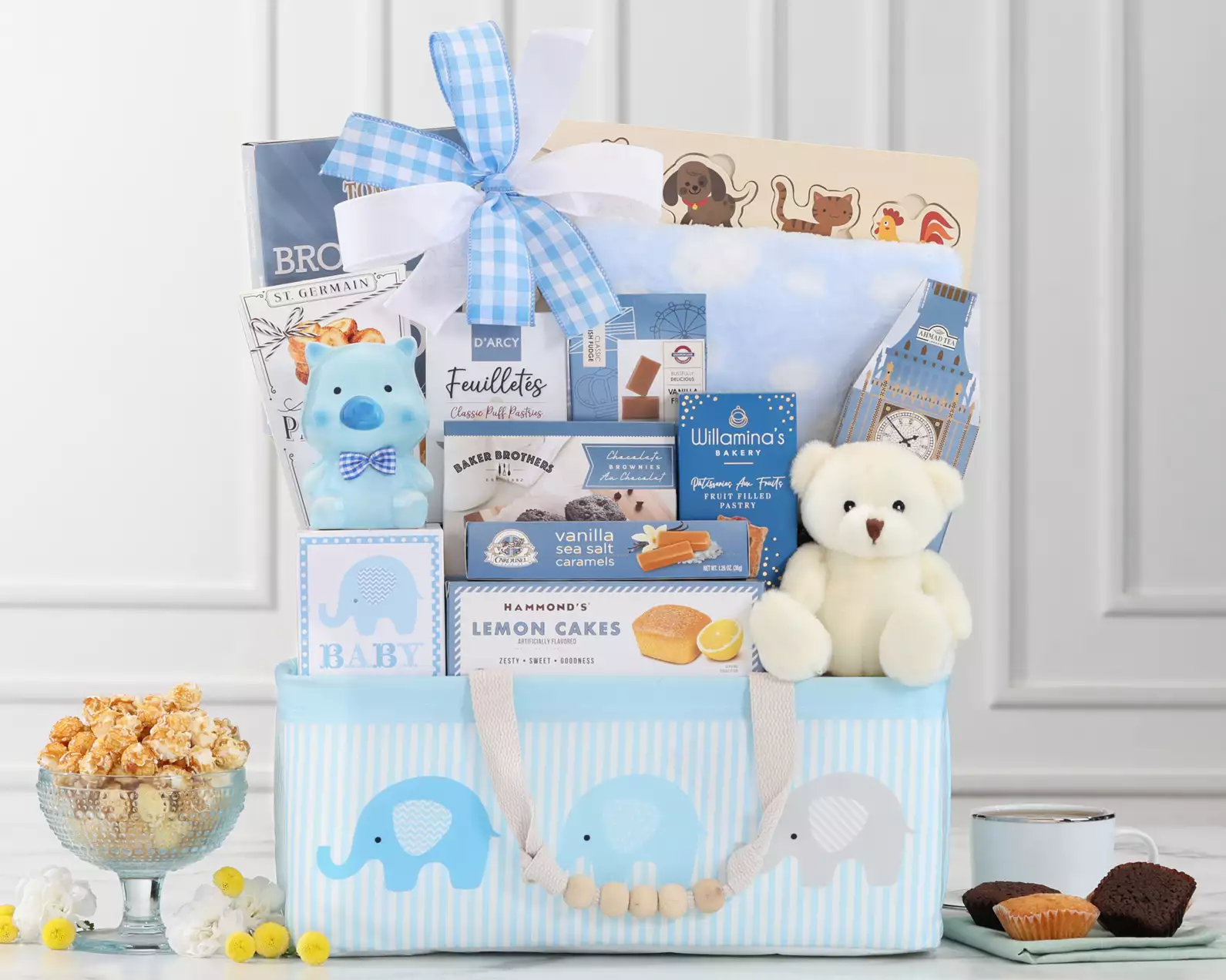 Deluxe Blue Newborn Baby Gift Basket